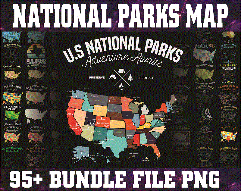 95+ Designs National Parks Map Png, National Park Gift, USA Travel Map, National Parks Map,National Park Travel, Instant Download 1005405006