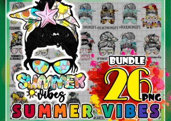 https://svgpackages.com 26 Designs Summer Vibes png, Messy Bun Headband Sunglasses, Summer Vibes Sublimation, Sweatshirt Mug Women Tumbler, Designs Downloads 1003076550