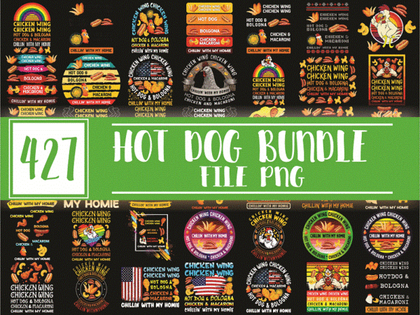 Https://svgpackages.com bundle 427 hot dog png, fast food, hot dog funny, chicken wing hot dog, hot dog dabbing, cute, funny, legally blonde, digital download 1004751744 graphic t shirt