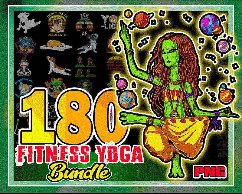 180 Fitness Yoga PNG Bundle, Yoga TShirt Bundle, Yoga Exercise PNG, Yoga Funny Png Sublimation, Murder Yoga Images, Instant download 1004975804