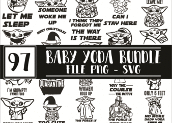https://svgpackages.com 97 Designs Baby Yoda SVG Bundle, Baby yoda svg, starwars svg, starwars fan svg, baby yoda silhouette, baby yoda cut file 1006561232