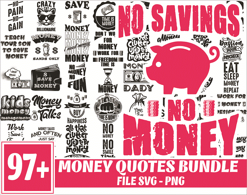 Bundle 97 Money Quotes SVG / PNG Bundle, Money png, Money svg design, Silhouette Instant Download 1017356530