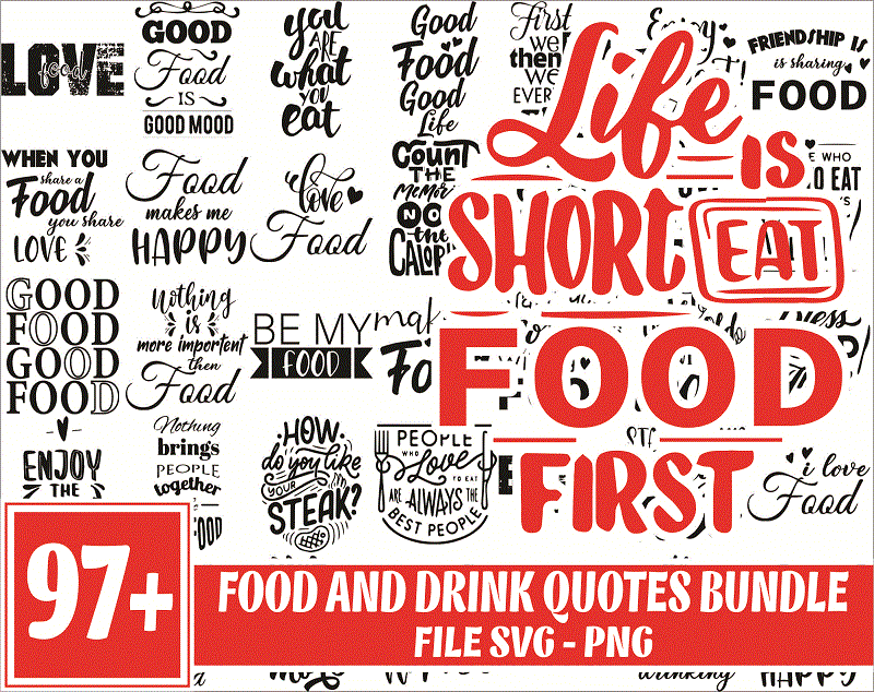 97 Food and Drink Quotes Bundle, Food and Drink Sayings Designs, Food and Drink Lovers, Svg Png Files, Funny Quotes, Instant Download 1017690650