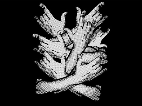 Rock hand t-shirt design