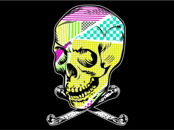 Skull 7c t shirt template vector