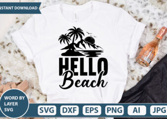 Hello Beach vector t-shirt design