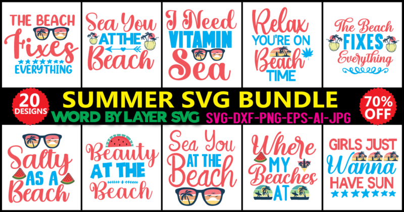 Summer SVG Bundle, Beach SVG, Beach Life SVG, Summer shirt svg, Beach shirt svg, Beach Babe svg, Summer Quote, Cricut Cut Files, Silhouette,Summer Beach Quotes Big Bundle Svg, Beach Quotes