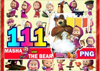https://svgpackages.com 111 Masha and the Bear png, Masha and the Bear ClipArt- PNG Images 300dpi Digital, Clip Art, Instant Download, Graphics Transparent Background Scrapbook 971446232