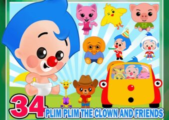 https://svgpackages.com 34 Plim Plim the clown and Friends, images PNG, clipart, digital paper clown plim plim, Transparent Background, Instant Download 971509863