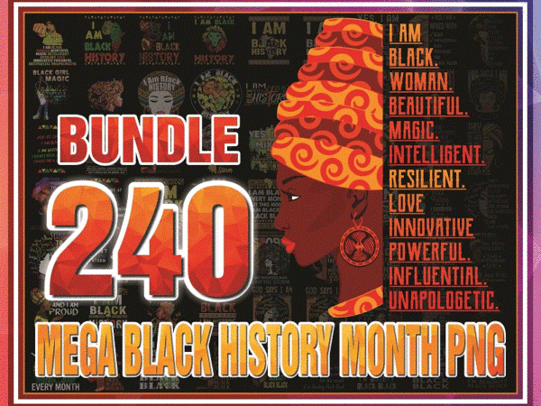 Https://svgpackages.com 240 designs mega black history month, i am black women png, black queen, black girl magic, afro hair clipart, black pride, digital download 975727699