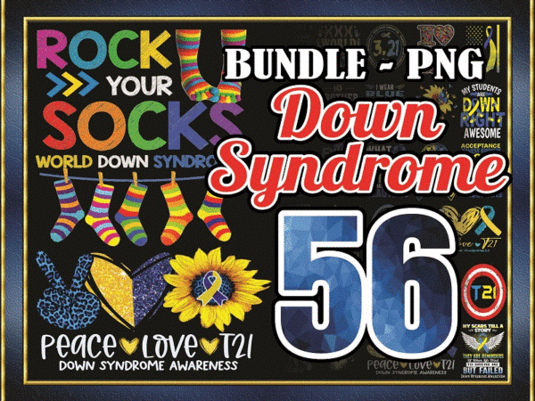 Https://svgpackages.com bundle 56 bundle down syndrome png, world down syndrome day png, blue and yellow ribbon, down syndrome awareness png, down syndrome mom. 977594599 graphic t shirt