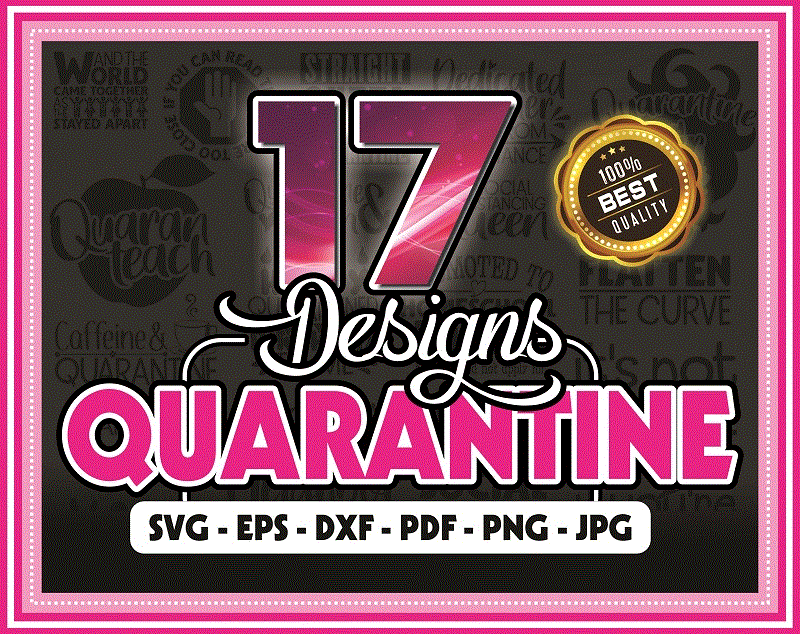 17 Designs Quarantine SVG Bundle, Social Distancing, Quarantine Quote SVG, Funny Quote PNG, Dxf, Cut File, Vector, Instant Download 798013993