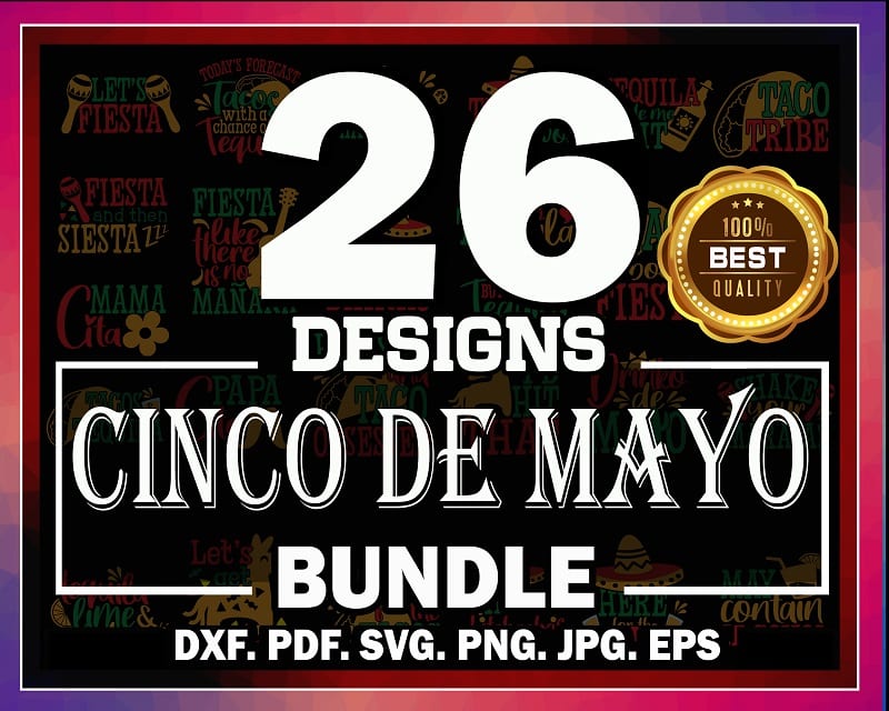 Cinco de Mayo SVG Bundle, Cinco Drinko Squad, Vector, Taco bouta Fiesta Cut File, Clipart, Printable, Commercial Use, Instant Download 773323192