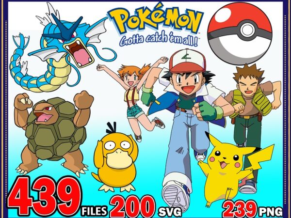 Https://svgpackages.com 439 pokemon bundle, pokemon characters, pokemon gotta catch’em all, pokemon clipart, pokemon images, pikachu svg, pokemon cut file 925383892 graphic t shirt