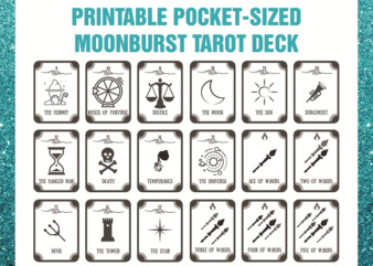 https://svgpackages.com Printable Pocket-sized Moonburst Tarot Deck, Instant Download, Digital file PDF Download 940086215