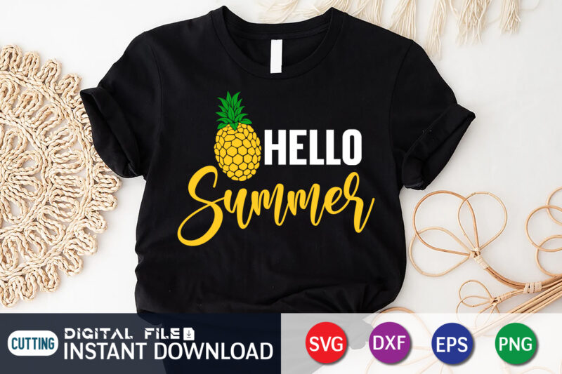 Hello Summer SVG Cut, Summer shirt, Summer svg quotes, summer SVG Bundle, beach life shirt svg, summer t shirt vector graphic, summer t shirt vector illustration, Summer Cut File, summer