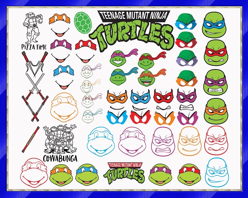 369 Teenage Mutant Ninja Turtles Bundle, Teenage Mutant Ninja Turtles Font, SVG for Cricut, SVG Silhouette Dxf, Png, Quotes File 891480330
