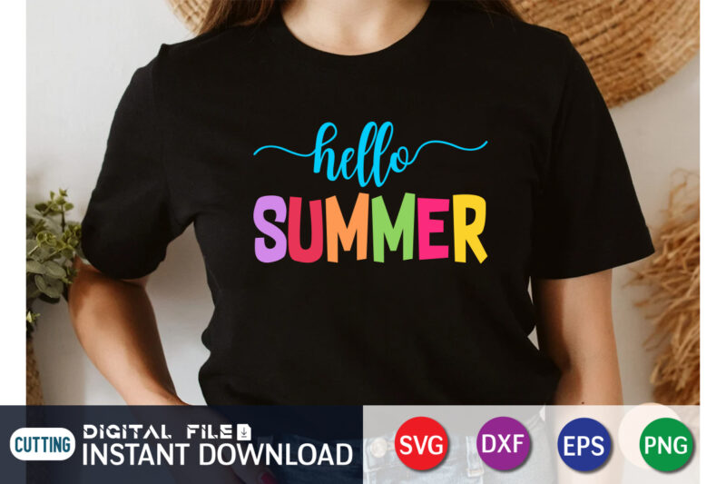 Hello Summer T Shirt, Summer shirt, Summer svg quotes, summer SVG Bundle, beach life shirt svg, summer t shirt vector graphic, summer t shirt vector illustration, Summer Cut File, summer