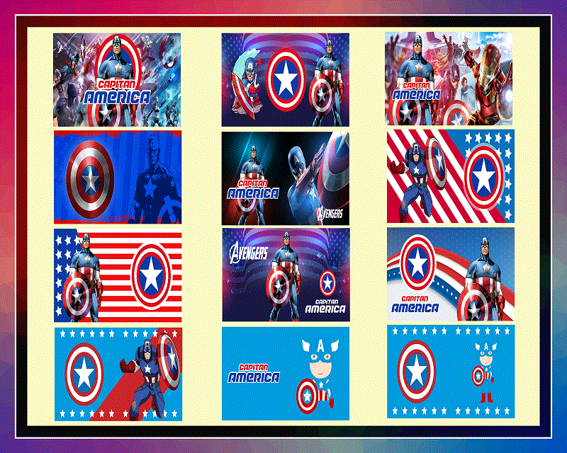 12 Captain America Diverse Designs, Straight Tapered, Template For Sublimation, Full Tumbler Wrap, PNG Digital Download,Tumbler Sublimation 1000618922