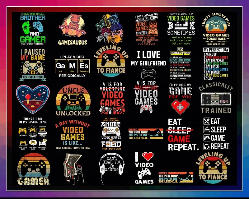 28 Designs Video Game Png Bundle, Funny Gamer PNG, Video Game Png, Eat Sleep Game Repeat Png, Classically Trained Png, Game Controller Png 952312913