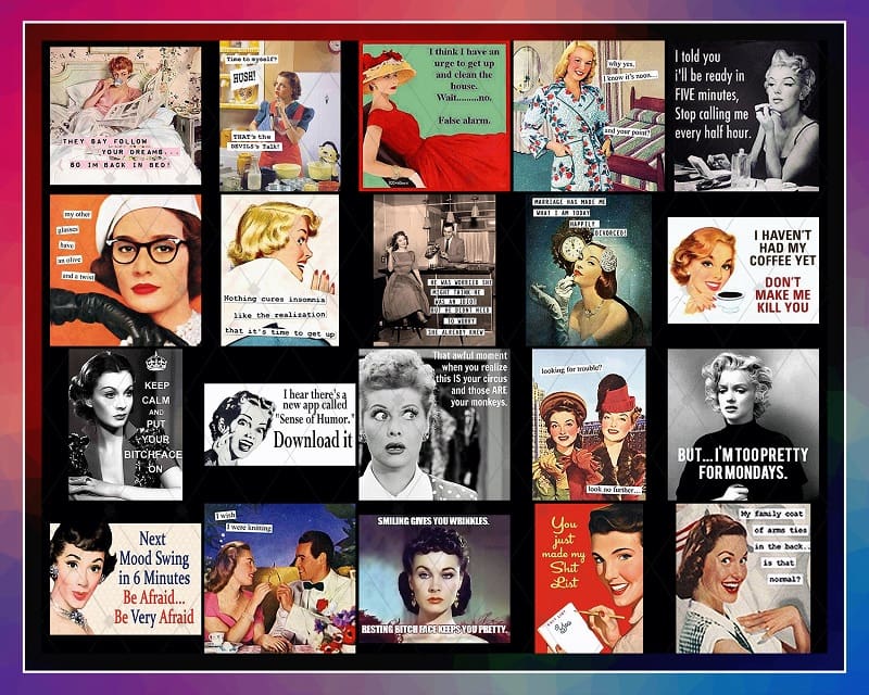 Bundle 75 Retro Women With Quotes Png, Women Sayings, Funny Women Sayings, Vintage Ladies Girls, Funny Comic, Clip Art, Digital Download 845832202