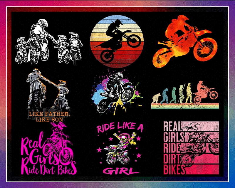 Bundle 54 Designs Motocross Png, Real Girl ride dirt bikes PNG, Dirt bike png, motorcycle png, vinyl motorbike png, dirtbike, Digital Download 923316451