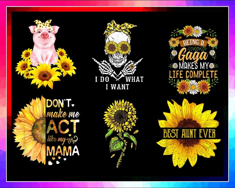 Sunflower Png Bundle, Flower Png, Sunflower Butterfly Monarch Png, Sunflower Quotes, Sunflower Skull Png, Digital Download 944194299