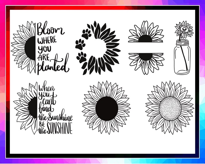 Bundle 33 Sunflower SVG/PNG Files, Sunflower Monogram Svg, Cricut cutting files, Sunflower wreath svg, Sunflower clipart, Instant download 967056639