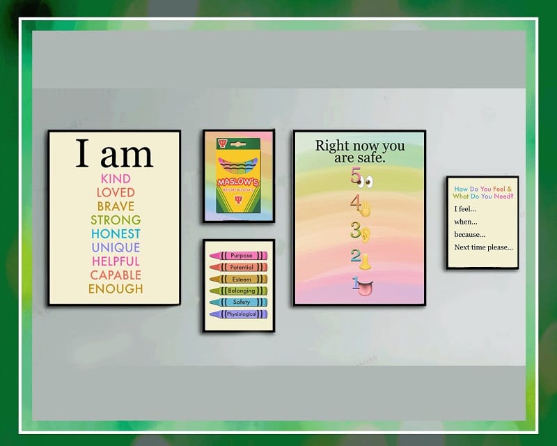 Maslow Before Bloom Therapy Posters, Grounding, Play Therapy, Playroom, Counseling, Affirmations, Rainbow, Statements, Printable Download 976344671