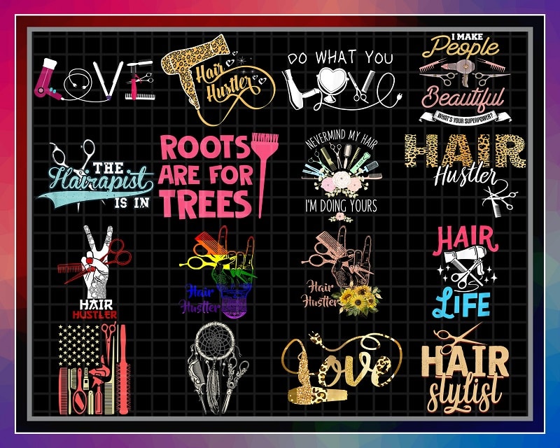 43 Designs Hairdresser PNG, Hairstylist Png, Salon Life Png, Floral Hair Dryer, Hair Hustler, Gift for women, Barber Gifts. Digital Download 1010334749