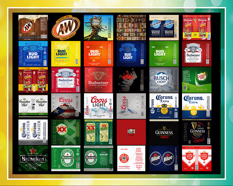 Combo 52 Beer Brands Full Labels Designs Tumber, 20oz Skinny Straight,Template for Sublimation,Full Tumbler, PNG Digital Download 1014533239