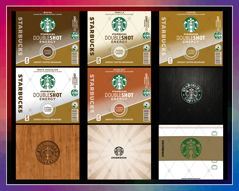 Combo 18 Starbucks Full Labels Designs , 20oz Skinny Straight,Template for Sublimation,Full Tumbler, PNG Digital Download 1014533239