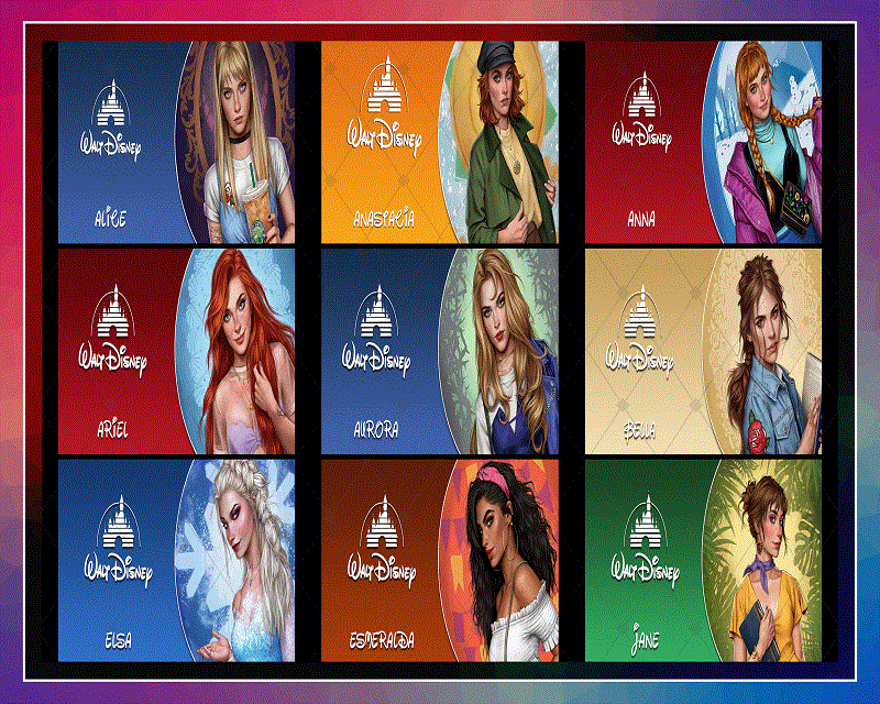 Combo 17 Walt Disney Princesses Designs , 20oz Skinny Straight,Template for Sublimation,Full Tumbler, PNG Digital Download 1014533239