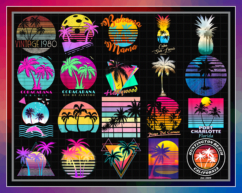 38 Sunset Retro Png, Retro 1980s 1990s Png, Summer Holiday, Vintage Retro Sunrise Palm Trees Png, Adventure png, Vaporwave Palm Trees 996952859