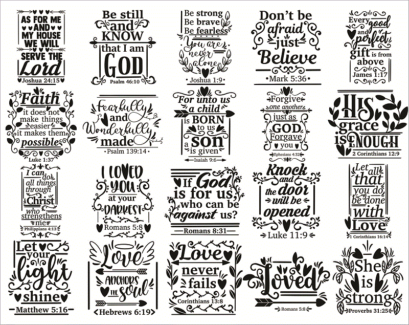 25 Designs Christian Bible Quote SVG Bundle, Christ Faith, Jesus SVG Bundle, Faith Quotes, God Love SVG, Cricut Cut Files, Religious Bible 1008182278