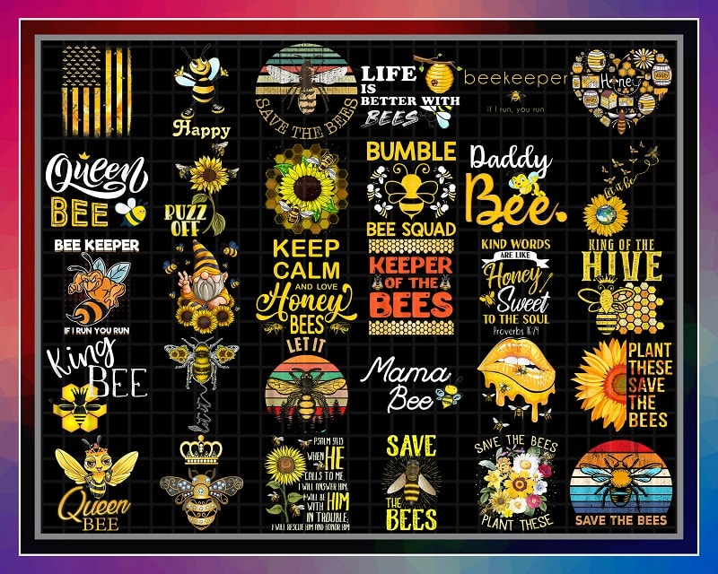 42 Bundle Save The Bee Png, Bee Happy, KindnessBee Png, BeeKeeper Gift, Honey Bee Png, Sunflower Bee Png, Bee Queen Png, Let It Bee Png. 1003172210