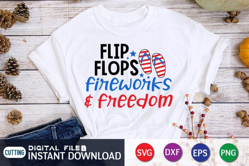 Flip Flops Fireworks and Freedom svg t shirt template vector