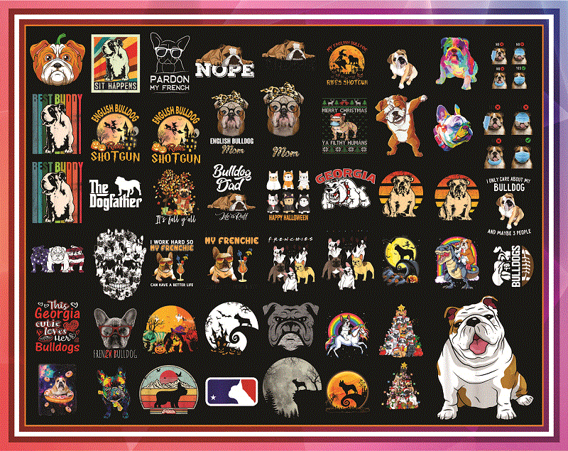 Bundle 55 French Bulldog PNG, Cute French Bulldog PNG, Bulldogs PNG, Bulldogs, Dog Lover Shirt, Instant Download, Sublimation Download 904989601