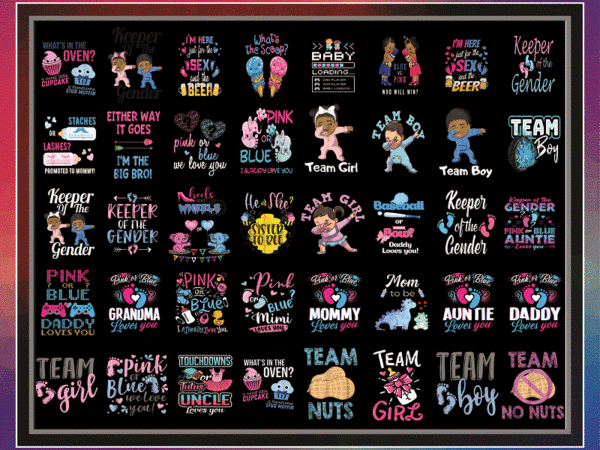 Combo 61+ gender reveal png bundle, team boy team girl, african american, baby t shirt, gender reveal twins, gender reveal we love you png, instant download cb992595658