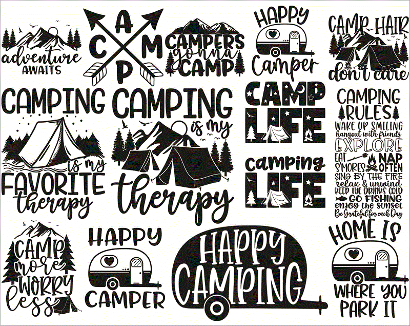 Camping Bundle, Camp Life SVG, Camping Svg, Happy Camper, Camping Shirt, Commercial Use, Adventure SVG, Summer, Cut File, Cricut, Clip Art 613446559