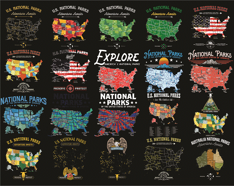 97+ Designs National Parks Map Png, National Park Gift, USA Travel Map, National Parks Map,National Park Travel, Instant Download 1005405006