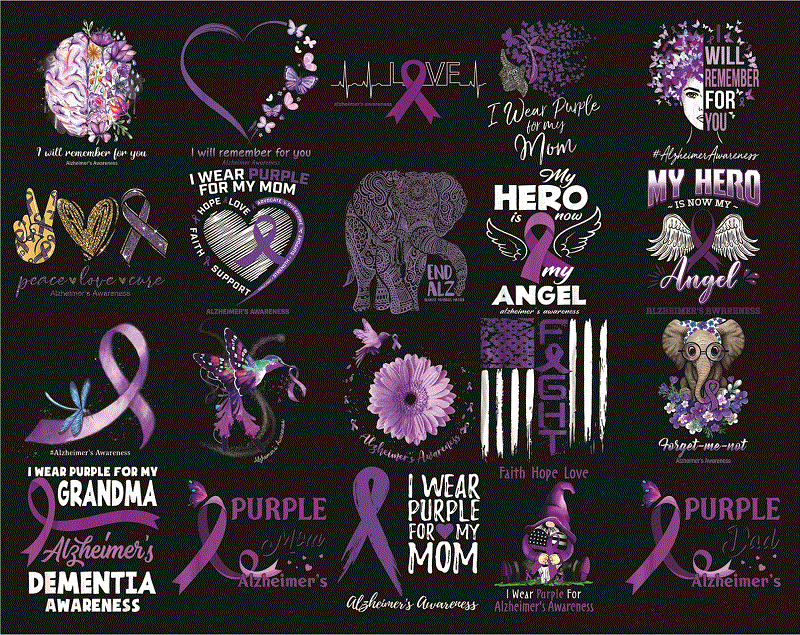 Bundle 43 Alzheimer Awareness Png, Awareness Elephant Purple Png, I Will Remeber For You Png, Foget Me Not Png, Alzheimers Warrior Png, Alzheimers Png 1012552798