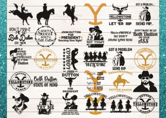 — 90 Yellowstone Bundle svg, png, dxf, Yellowstone Symbols, Yellowstone Labels, Yellowstone Dutton Ranch, silhouette, Digital File 1019002641