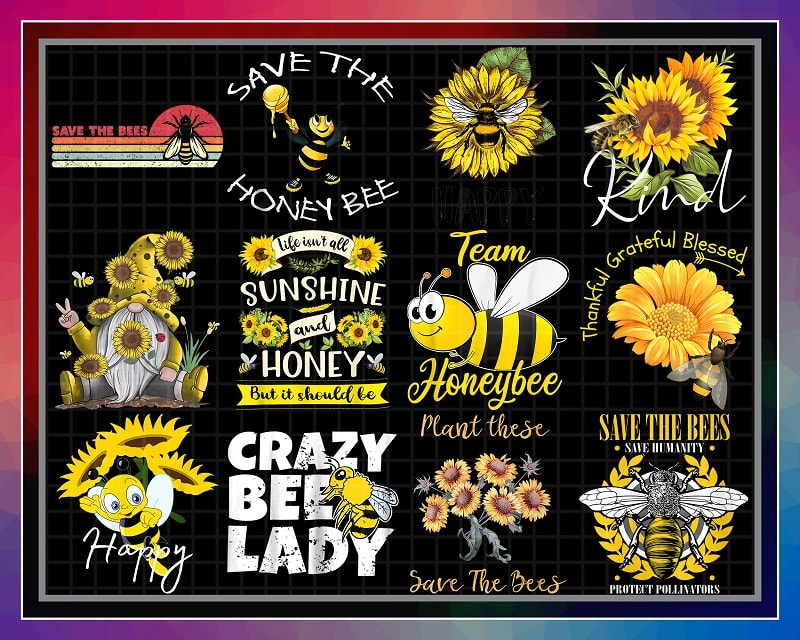 42 Bundle Save The Bee Png, Bee Happy, KindnessBee Png, BeeKeeper Gift, Honey Bee Png, Sunflower Bee Png, Bee Queen Png, Let It Bee Png. 1003172210