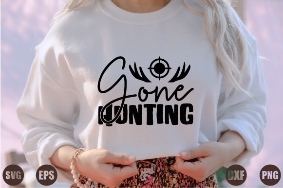 Gone hunting t shirt design template