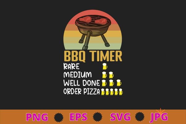 Bbq smoker bbq timer rare pork ribs pulled pork brisket t-shirt design svg, bbq smoker, bbq timer, rare, pork ribs, pulled, pork brisket, t-shirt design png