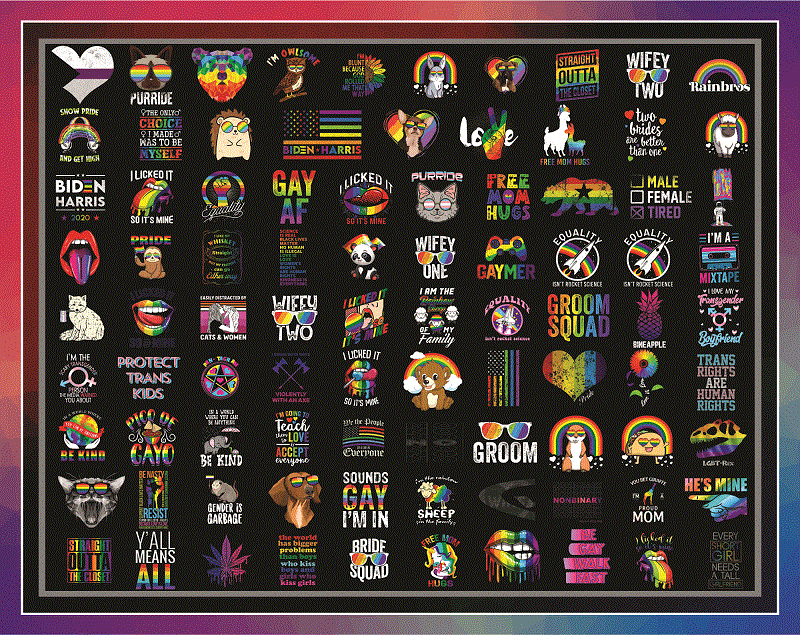 Combo 400+ Files LGBT Pride PNG Bundle, Festival Outfit Png, Rainbow Png, Gay Flag Png, Be Proud Be Fabulous Png, Digital Download 1002265288