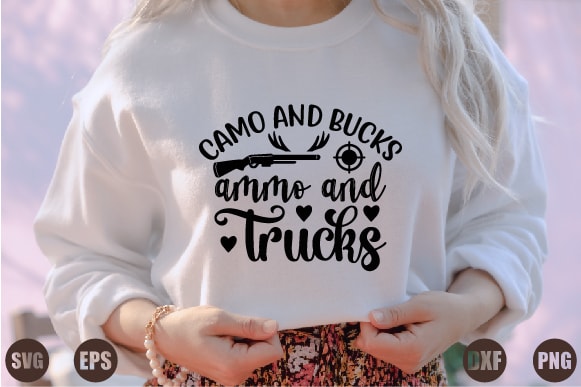 Camo and bucks ammo and trucks t shirt vector file