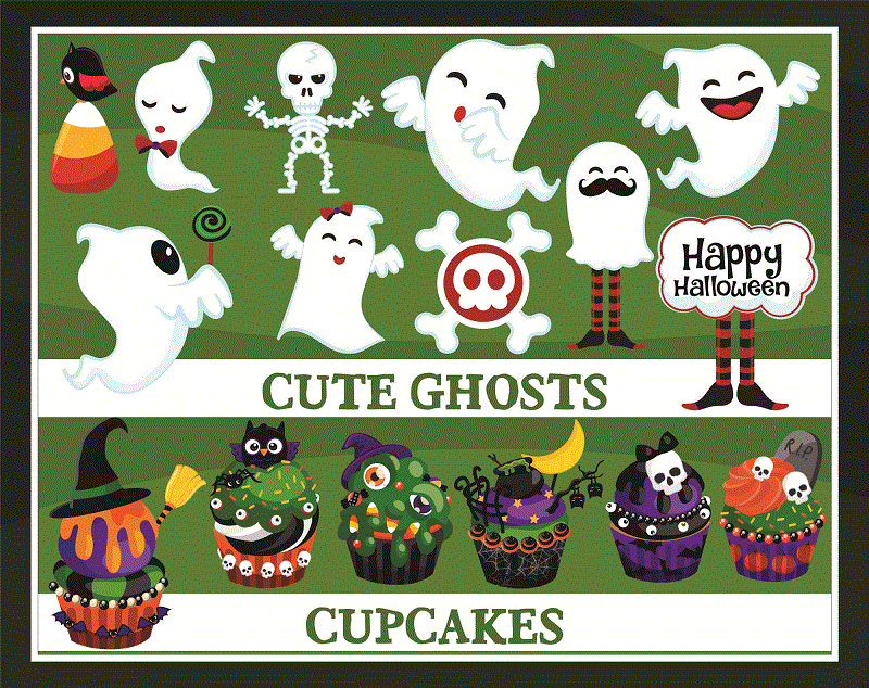 390 Designs Halloween Clipart Bundle, Pumpkins, Witches, Ghost Clipart, Characters Clipart, Halloween baby, Halloween party boys & girls 850395048