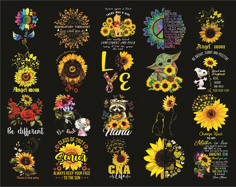 Bundle 130+ Png Sunflower, Bundle Sundflower Design For Sublimation Print Png, Mother’s Day png, Digital PNG, Instant Download 1000395506